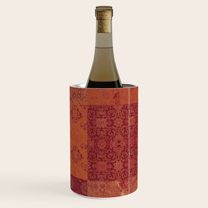Vintage Bohemian Quilt in Burnt Orange Wine Chiller Gallery Image 3
