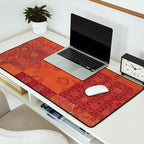 Vintage Bohemian Quilt in Burnt Orange Desk Mat Gallery Image 2