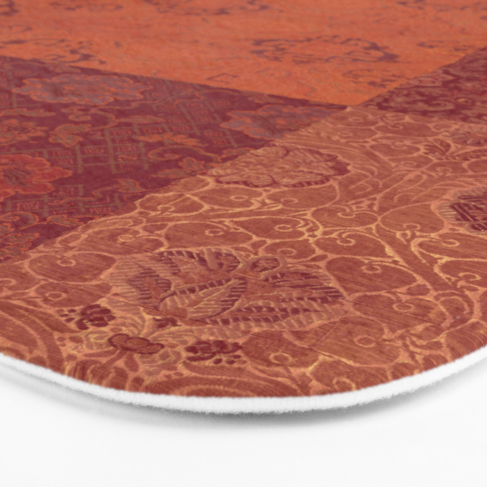 Vintage Bohemian Quilt in Burnt Orange Bath Mat Gallery Image 3