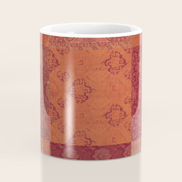 Vintage Bohemian Quilt in Burnt Orange Coffee Mug Gallery Image 4