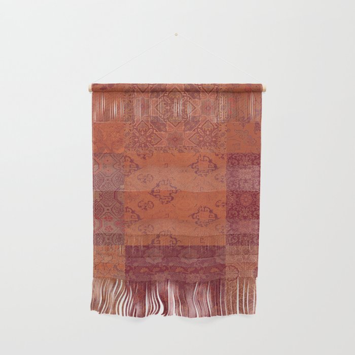 Vintage Bohemian Quilt in Burnt Orange Wall Hanging Gallery Image 1