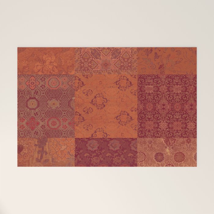Vintage Bohemian Quilt in Burnt Orange Welcome Mat Gallery Image 1