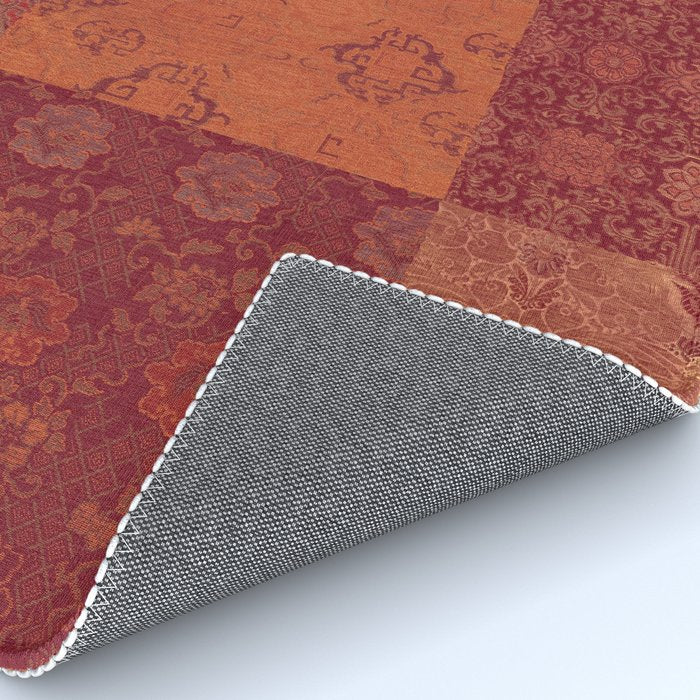 Vintage Bohemian Quilt in Burnt Orange Rug Gallery Image 4