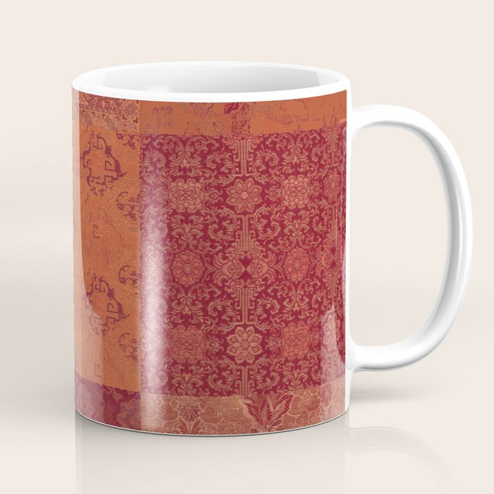 Vintage Bohemian Quilt in Burnt Orange Coffee Mug Gallery Image 1