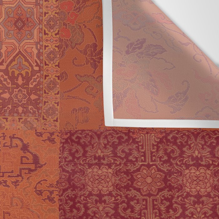 Vintage Bohemian Quilt in Burnt Orange Wall Tapestry Gallery Image 3