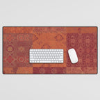 Vintage Bohemian Quilt in Burnt Orange Desk Mat Gallery Image 1