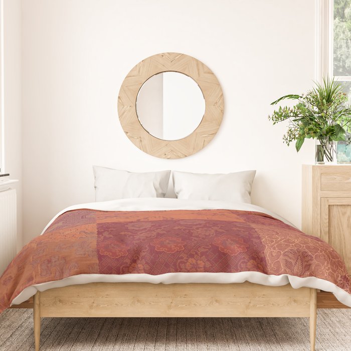 Vintage Bohemian Quilt in Burnt Orange Duvet Cover Gallery Image 3
