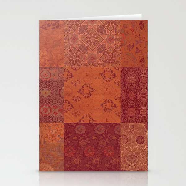 Vintage Bohemian Quilt in Burnt Orange Stationery Card Gallery Image 1