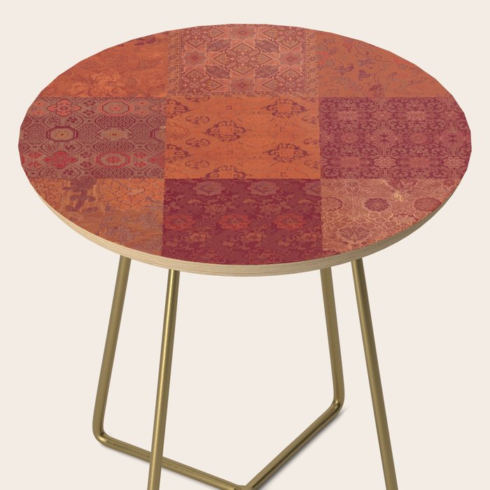Vintage Bohemian Quilt in Burnt Orange Side Table Gallery Image 2