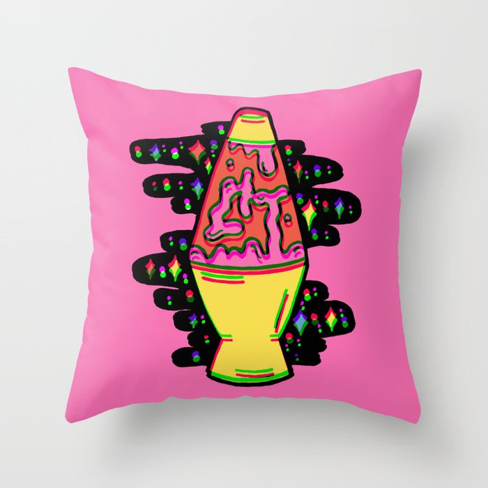 Lit Lava Lamp in pink in 3D Throw Pillow Gallery Image 1