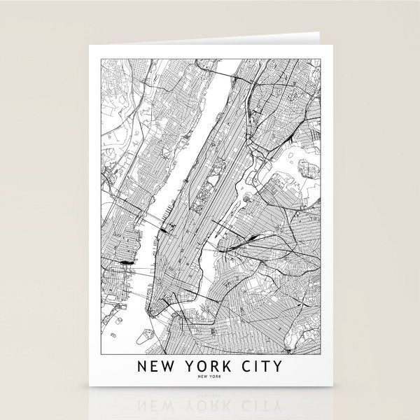 New York City White Map Stationery Card Gallery Image 2