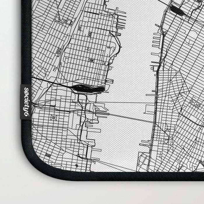New York City White Map Laptop Sleeve Gallery Image 3
