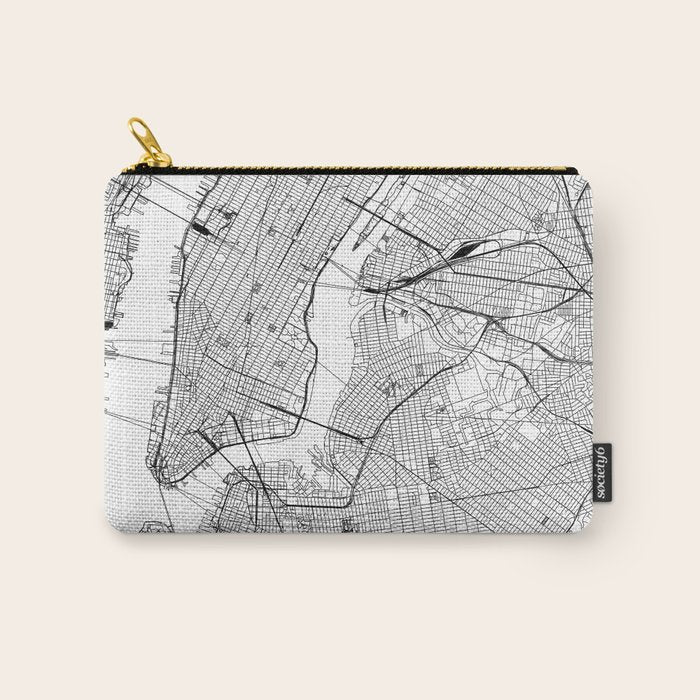 New York City White Map Carry All Pouch Gallery Image 1