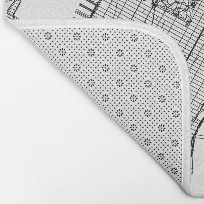 New York City White Map Bath Mat Gallery Image 2