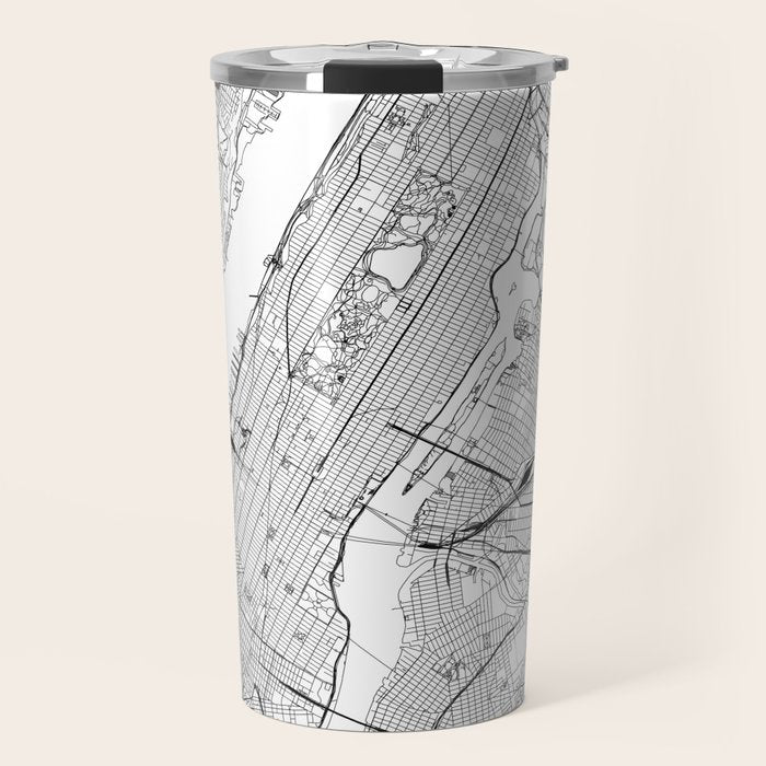 New York City White Map Travel Mug Gallery Image 1