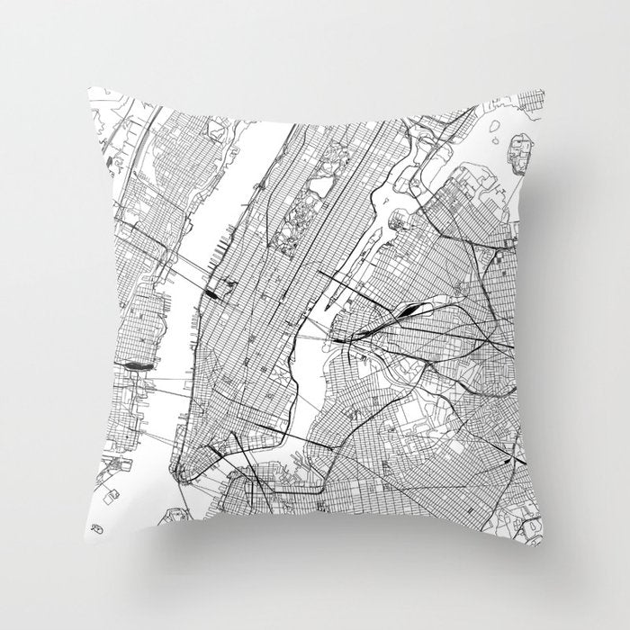 New York City White Map Throw Pillow Gallery Image 6