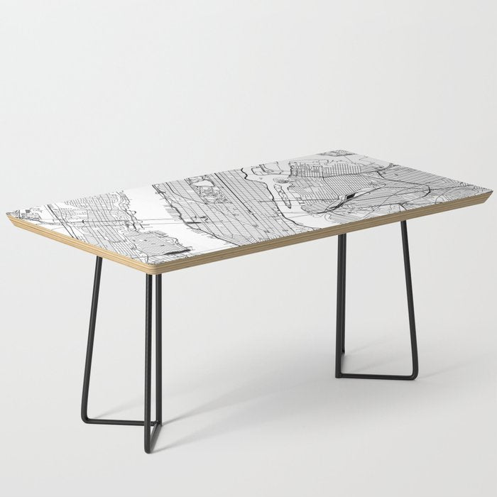 New York City White Map Coffee Table Gallery Image 1
