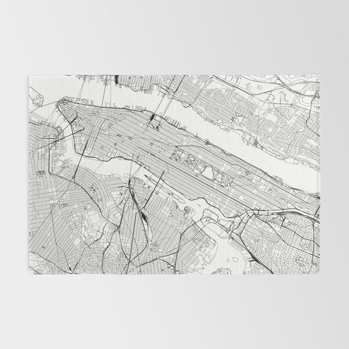 New York City White Map Rug Gallery Image 2