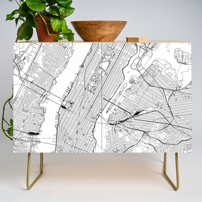 New York City White Map Credenza Gallery Image 1