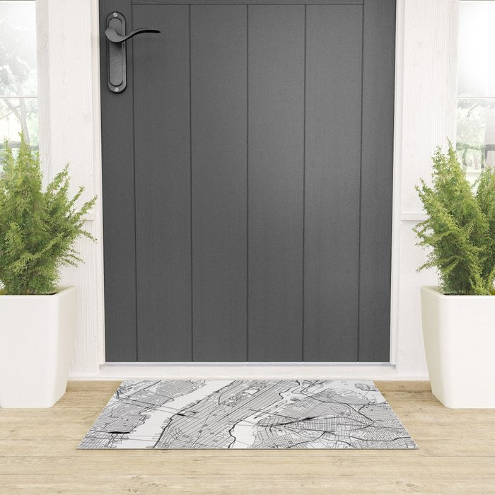 New York City White Map Welcome Mat Gallery Image 3