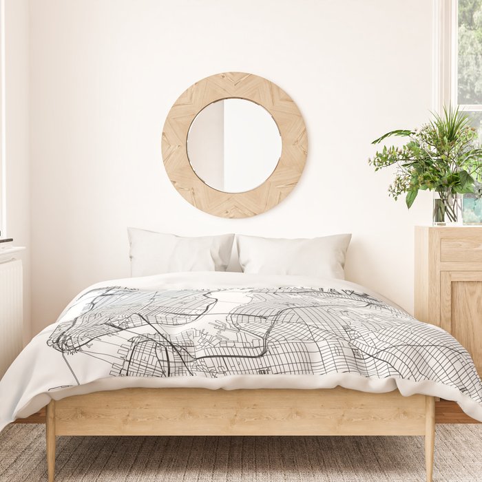 New York City White Map Duvet Cover Gallery Image 3