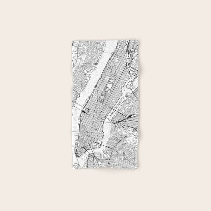 New York City White Map Bath Towel Gallery Image 1
