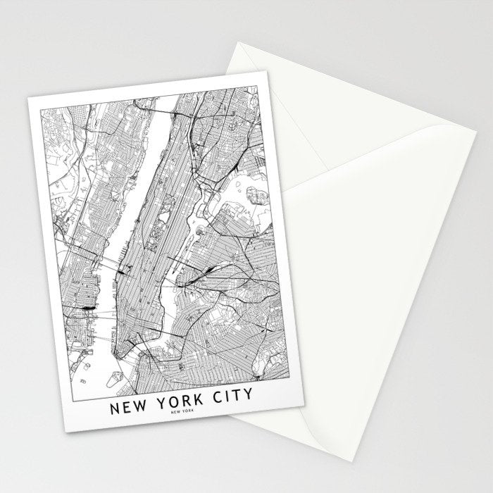 New York City White Map Stationery Card Gallery Image 2