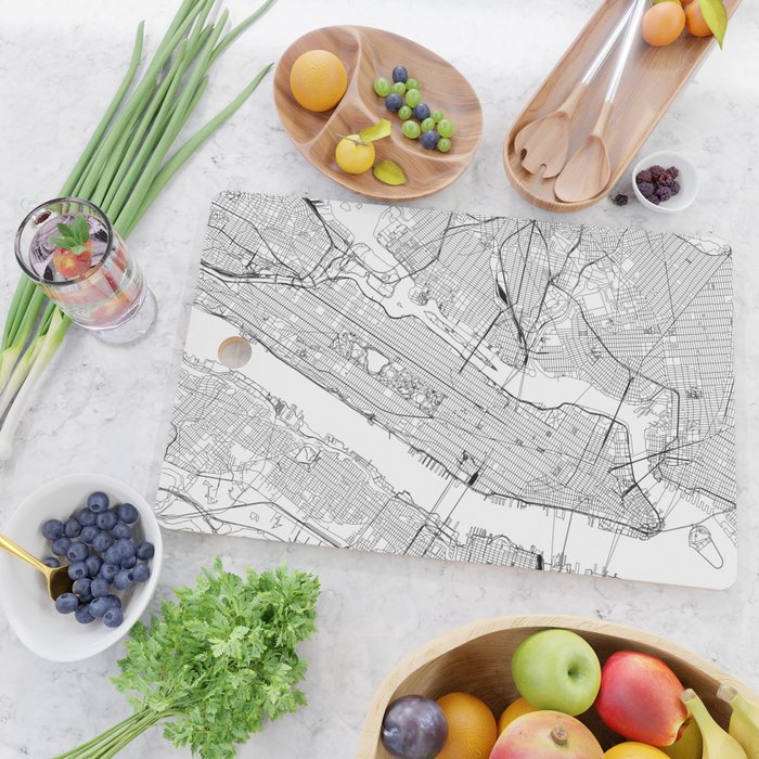 New York City White Map Cutting Board Gallery Image 2