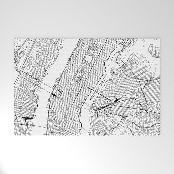 New York City White Map Welcome Mat Gallery Image 1