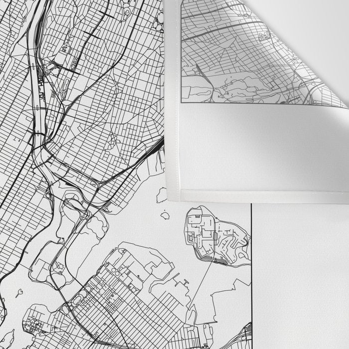 New York City White Map Wall Tapestry Gallery Image 3