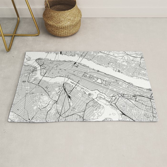 New York City White Map Rug Gallery Image 1