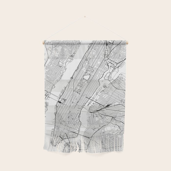 New York City White Map Wall Hanging Gallery Image 1