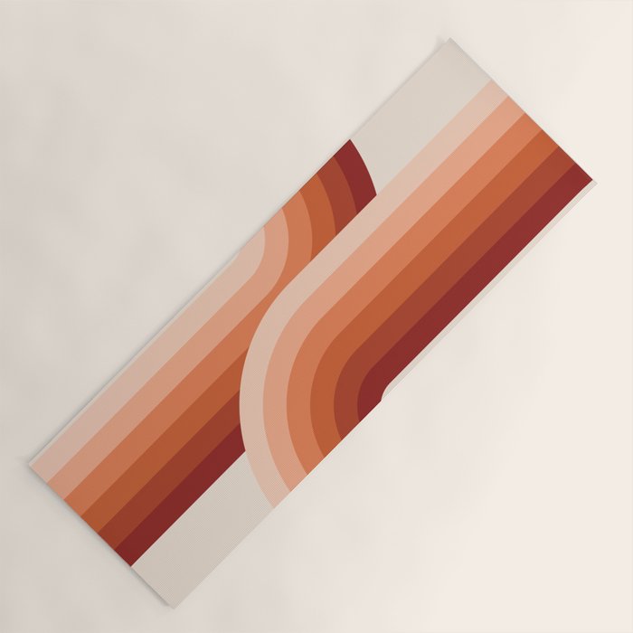 Mid Century Modern Geometric 89 in Terracotta Shades (Rainbow Abstract) Yoga Mat Gallery Image 1