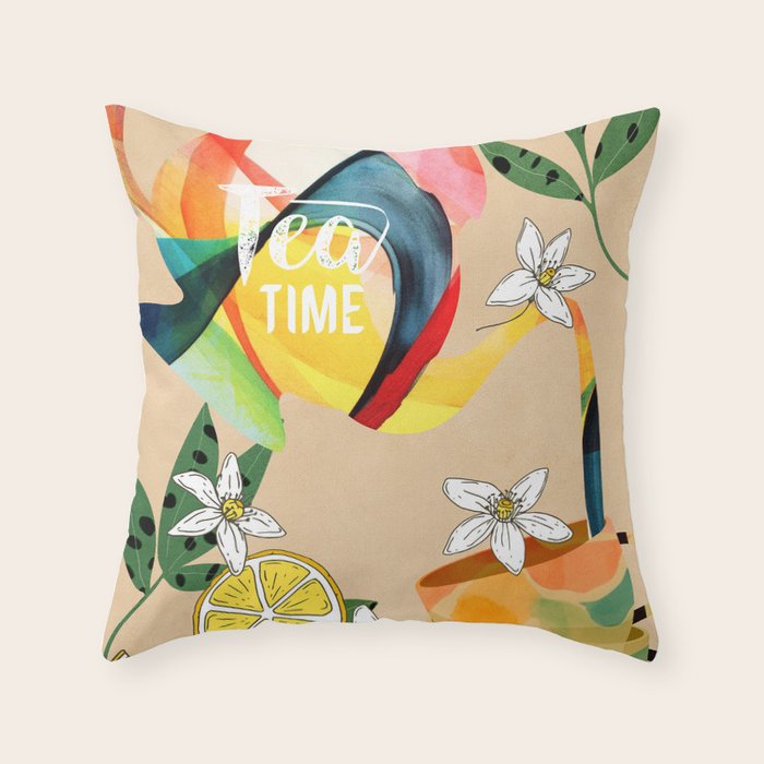 Tea Time 2 Throw Pillow Gallery Image 1