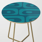 Mid Century Modern Piquet Abstract Pattern Blue Teal Side Table Gallery Image 2