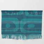 Mid Century Modern Piquet Abstract Pattern Blue Teal Wall Hanging Gallery Image 1