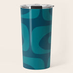 Mid Century Modern Piquet Abstract Pattern Blue Teal Travel Mug Gallery Image 1