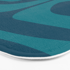 Mid Century Modern Piquet Abstract Pattern Blue Teal Bath Mat Gallery Image 3