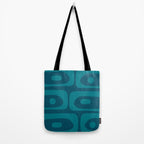 Mid Century Modern Piquet Abstract Pattern Blue Teal Tote Bag Gallery Image 2