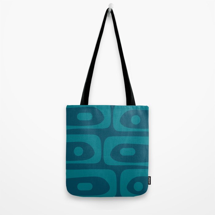 Mid Century Modern Piquet Abstract Pattern Blue Teal Tote Bag Gallery Image 2