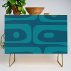 Mid Century Modern Piquet Abstract Pattern Blue Teal Credenza Gallery Image 1