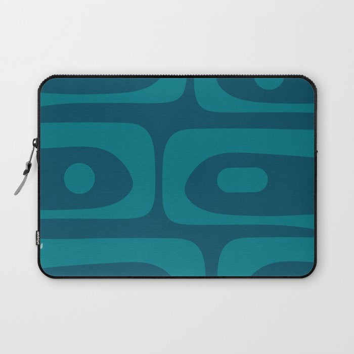 Mid Century Modern Piquet Abstract Pattern Blue Teal Laptop Sleeve Gallery Image 1