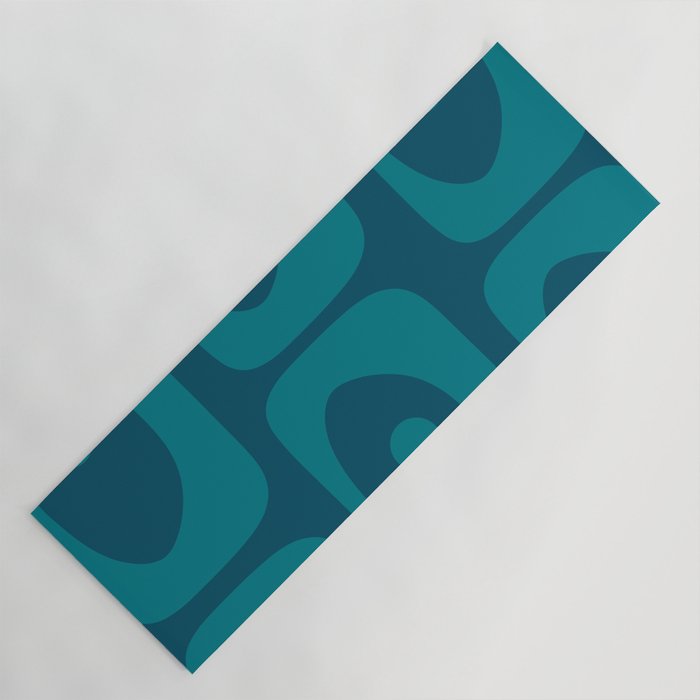Mid Century Modern Piquet Abstract Pattern Blue Teal Yoga Mat Gallery Image 1