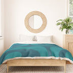 Mid Century Modern Piquet Abstract Pattern Blue Teal Duvet Cover Gallery Image 3