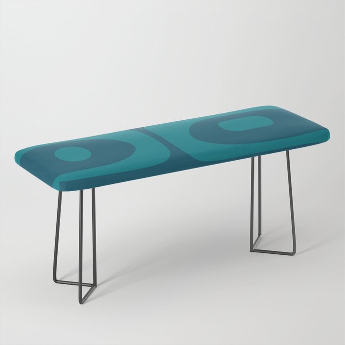 Mid Century Modern Piquet Abstract Pattern Blue Teal Bench Gallery Image 1