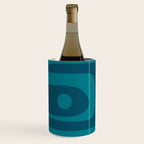 Mid Century Modern Piquet Abstract Pattern Blue Teal Wine Chiller Gallery Image 2