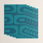 Mid Century Modern Piquet Abstract Pattern Blue Teal Wrapping Paper Gallery Image 3