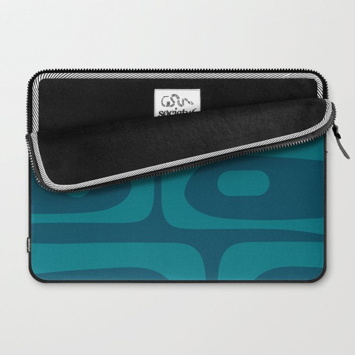 Mid Century Modern Piquet Abstract Pattern Blue Teal Laptop Sleeve Gallery Image 2
