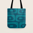 Mid Century Modern Piquet Abstract Pattern Blue Teal Tote Bag Gallery Image 1