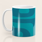 Mid Century Modern Piquet Abstract Pattern Blue Teal Coffee Mug Gallery Image 3